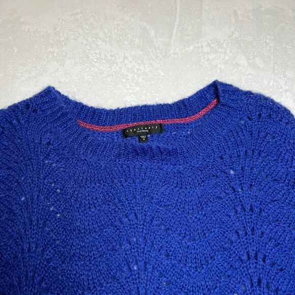 Sanctuary Kidmohair Wool Blend Pointelle Knit Sweater Size Small - Picture 3 of 9